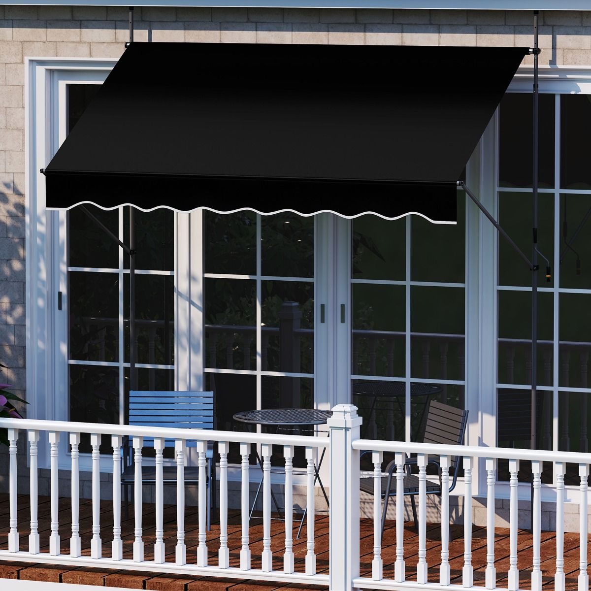 store coast clamp - 250 cm x 120 cm - Hauteur réglable 210-300 cm - Noir - Contrôle manuel & résistant aux UV