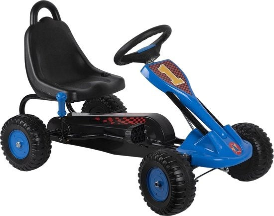 Kart - Acier - Réglable - Frein à main - Max 35 Kilo - 3-4 ans - Bleu/Noir