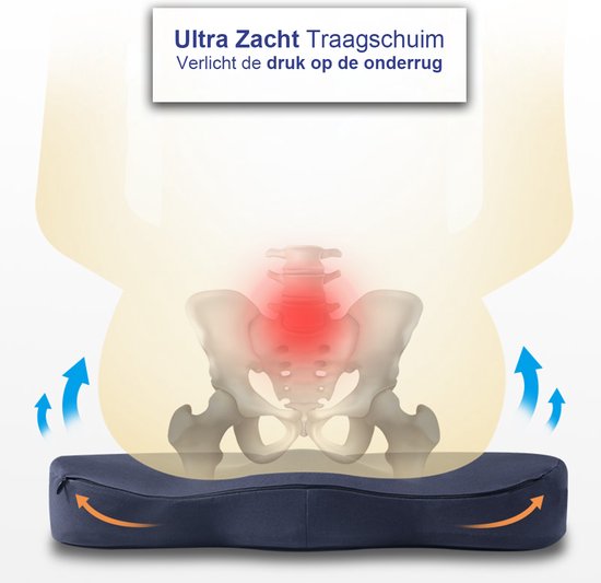 Coussin d'assise étanche - Coussin d'assise orthopédique avec bande - Coussin rebondissant pour siège douloureux - Coussin coussin ergonomique - Siège d'appoint voiture - Siège d'appoint - 45cm