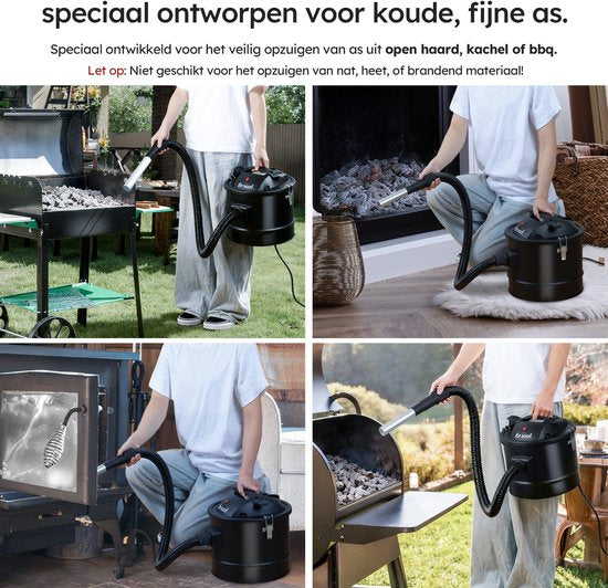 Aspirateur à cendres - Puissance 800W - Aspirateur à cendres - avec système de filtre HEPA - Tube en aluminium - Aspirateur à cendres pour poêle à pellets - 15L - Noir - de Saaf