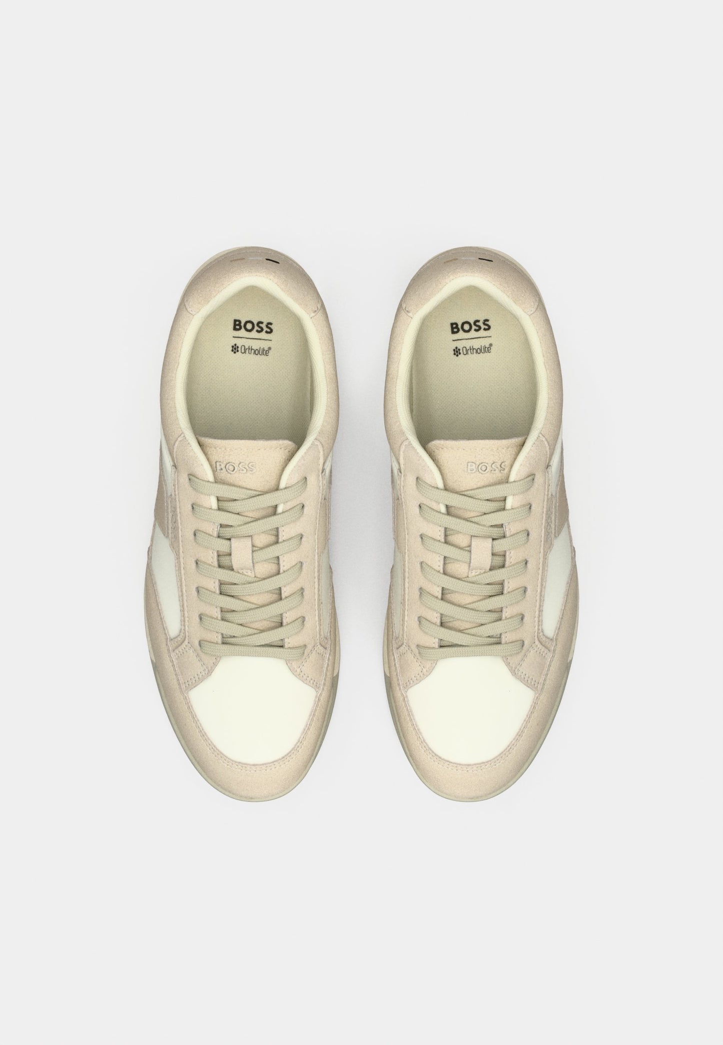 Baskets BOSS NITAN – Cuir et tissu – Beige clair