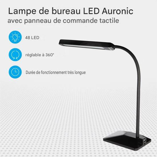 Lampe de bureau Auronic - Réglable - LED - Noir - 66 x 14,5 x 11 cm