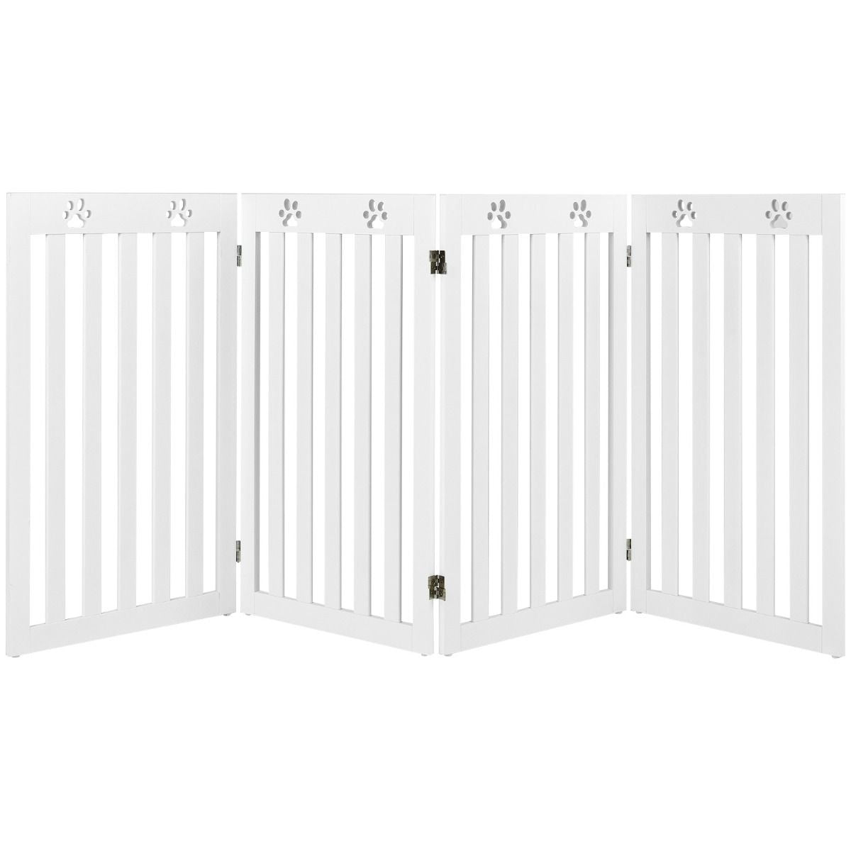 Clôture pour chien en bois autoportante Clôture pour chien pliable en 3 parties avec charnières flexibles Blanc