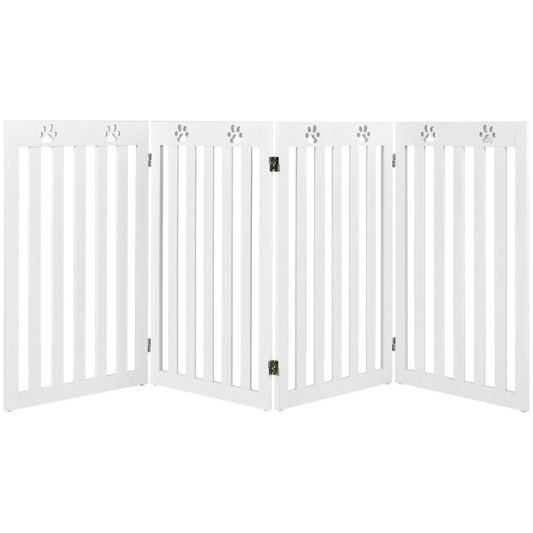 Clôture pour chien en bois autoportante Clôture pour chien pliable en 3 parties avec charnières flexibles Blanc