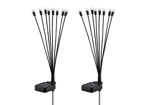 Hortensus Firefly Solar Lights - Set of 2, LED lights & IP44 Waterproof - 67.5 x 6.5 x 4 cm - Black