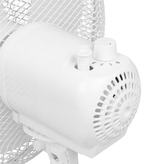 Ventilateur de table Tristar 30 cm – 3 vitesses – Oscillation à 85° – Débit d'air réglable – VE-5724 – Blanc