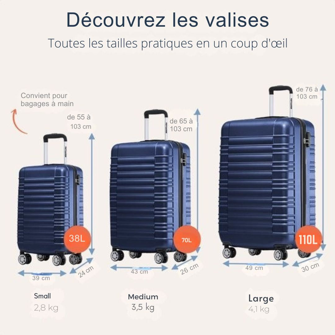 Valise - TRVLMORE  - Bagage à main - 54x36x20cm - 38L - Bleu foncé