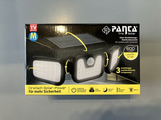 Media Shop Panta TrioSolar - Lampe solaire d'extérieur avec capteur - 74 LED - 600 lumens