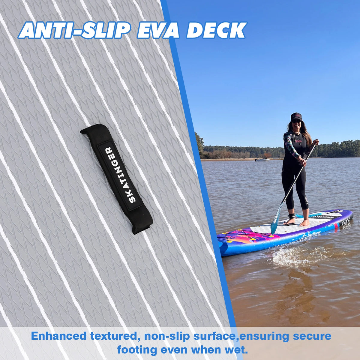 Planche de stand-up paddle SKATINGER Sunset 11 x 33 x 6 pouces - PVC - Double paroi - Jusqu'à 20 PSI