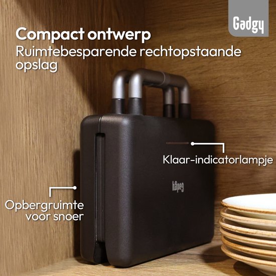 Appareil à croque-monsieur Gadgy Premium pour 2 croque-monsieur – Noir - Gril 3-en-1, appareil à croque-monsieur et gaufrier - Plaques interchangeables - 600 W - Très puissant - 2 gaufres de Bruxelles - Croque-monsieur
