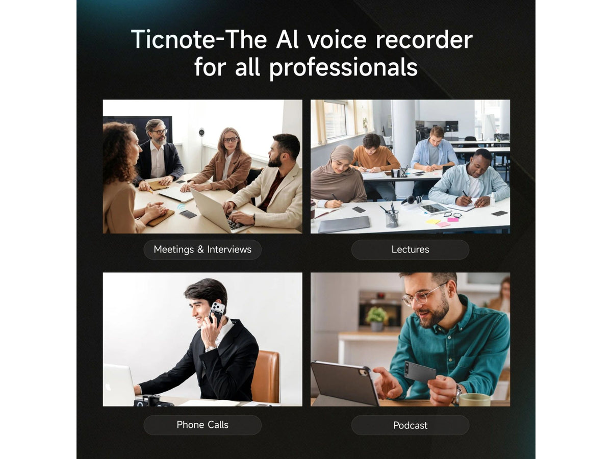 Enregistreur vocal Mobvoi TicNote AI - Enregistrement en mode double - 64 Go de stockage - Transcription par IA