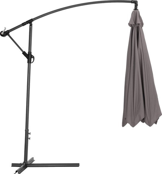 Parasol flottant en aluminium - Tectake® - Diamètre 350 cm - Inclinable - Protection UV - Housse de protection incluse - Gris