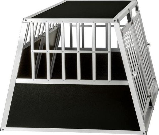 tectake Banc de transport pour chiens double avec paroi arrière inclinée et cloison - 402227