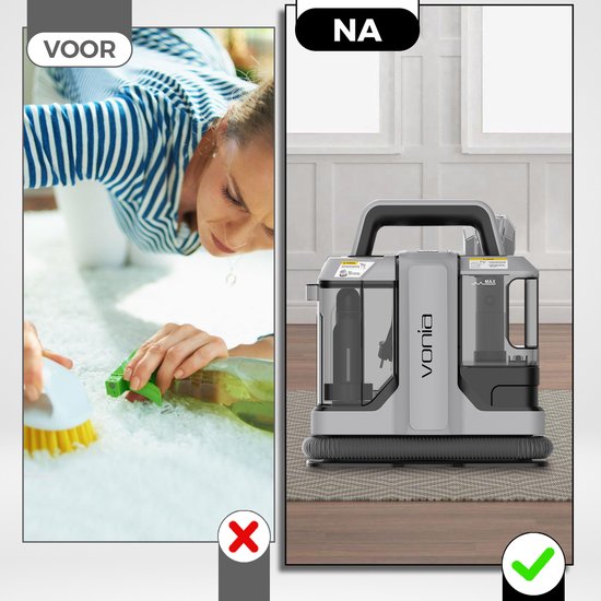 Vonia Nettoyeur de tapis - Nettoyeur de taches - Nettoyeur de canapé - Machine à nettoyer - Nettoyeur de meubles - 450W - Gris