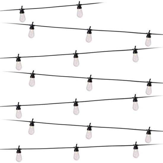 Guirlande lumineuse LED PartyLight - 20 ampoules - 12,5 m - Lumière blanche chaude