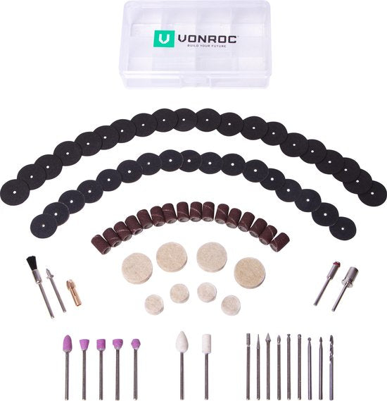 VONROC Jeu d'accessoires pour outils rotatifs - 100 pièces - Universel