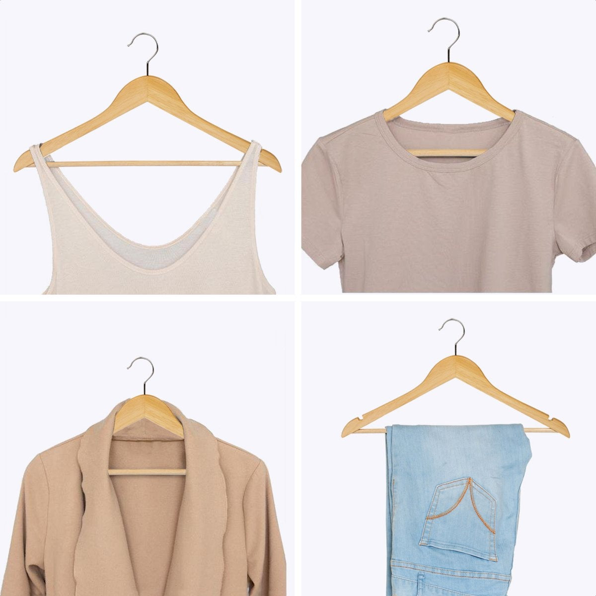 20 cintres en bois LifeGoods - Avec rail pour pantalon - 20 pièces - Bois