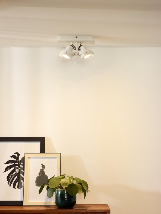 Spot de plafond Lucide LANDA - LED « Dim to warm » - GU10 - 2 x 5 W 3000 K/2200 K - Blanc