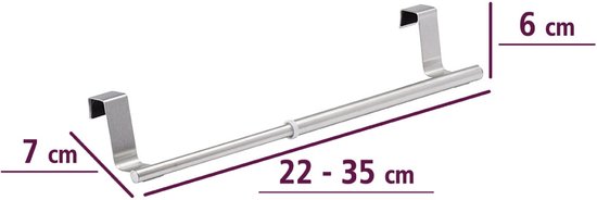 Porte-serviettes télescopique Wenko, grand format - Argent - Installation sans perçage | Télescopique
