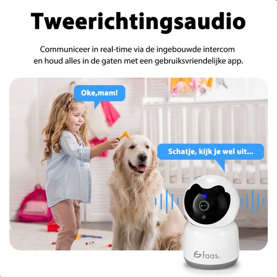 Caméra de sécurité intérieure - avec vision nocturne - Wifi et SD 64GB - Caméra de surveillance - Full HD - Tuya Smart - Blanc - by Saaf