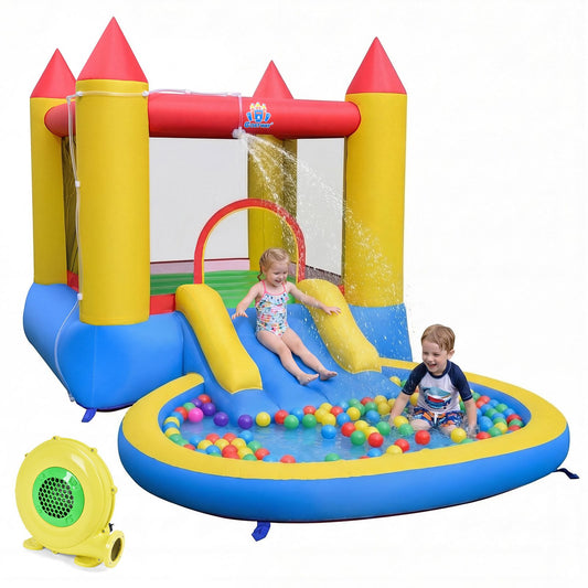 Château gonflable Coast 3-en-1 avec toboggan et piscine à balles - 362 x 196,5 x 193 cm - Multicolore