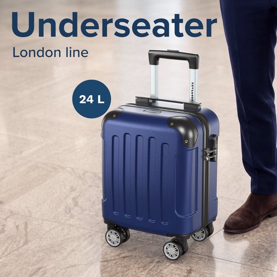 Valise cabine TRVLMORE - 40 x 30 x 20 cm - À placer sous le siège - 24 L - Serrure à combinaison - 4 roulettes - Bleu foncé