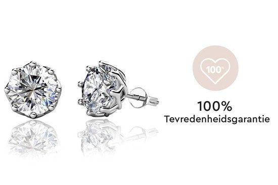 Yolora Boucles d'oreilles pour femmes - Cristaux ronds Kalpa Camaka - Argent - Plaqué or blanc 18K - Boucles d'oreilles pour femmes - Clous d'oreilles - Bijoux - Boîte cadeau de luxe - Boîte cadeau - Boîte cadeau - Bel emballage cadeau - Cadeau de fête de