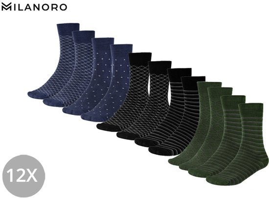 Milanoro - 12 paires de chaussettes en bambou doux pour femmes et hommes - Couleurs foncées - 39-42
