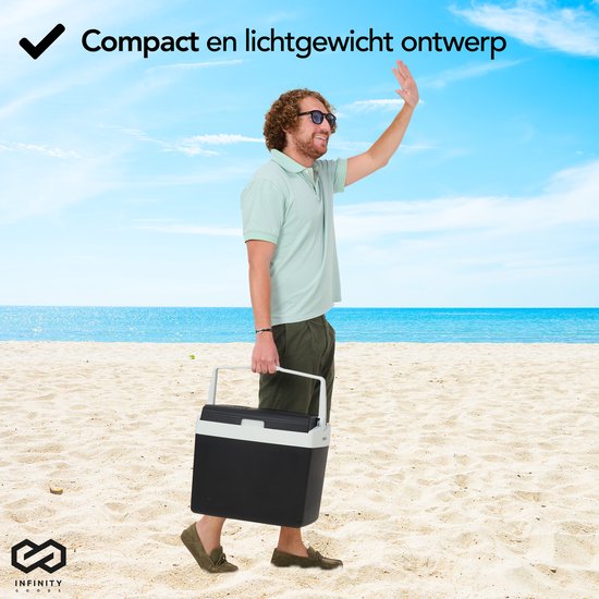 Infinity Goods Glacière électrique - 25L - Glacière - 12V et 230V - Frigobox - Refroidir et chauffer - Noir