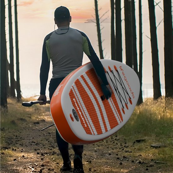 Paddle gonflable  LifeGoods - Max. 135KG - 320x81cm - Blanc/Orange