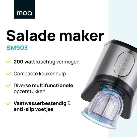 MOA Coupe légumes - Saladier - Multifonctionnel - Râpe électrique - Robot ménager - Hachoir - SM903