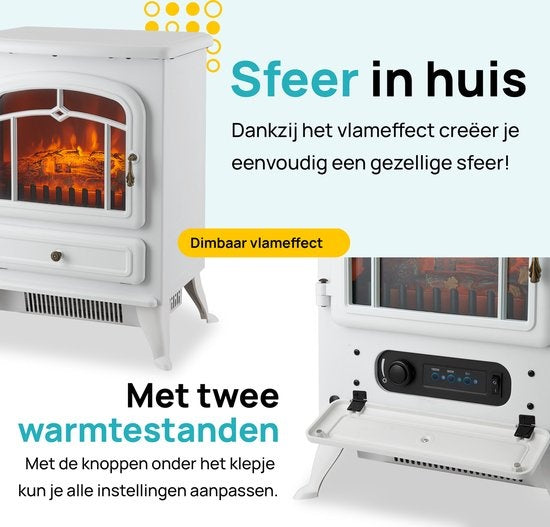 MOA Cheminée électrique - Atmosphere Fireplace Classic - Chauffage - Poêle - Freestanding - White - ES180W
