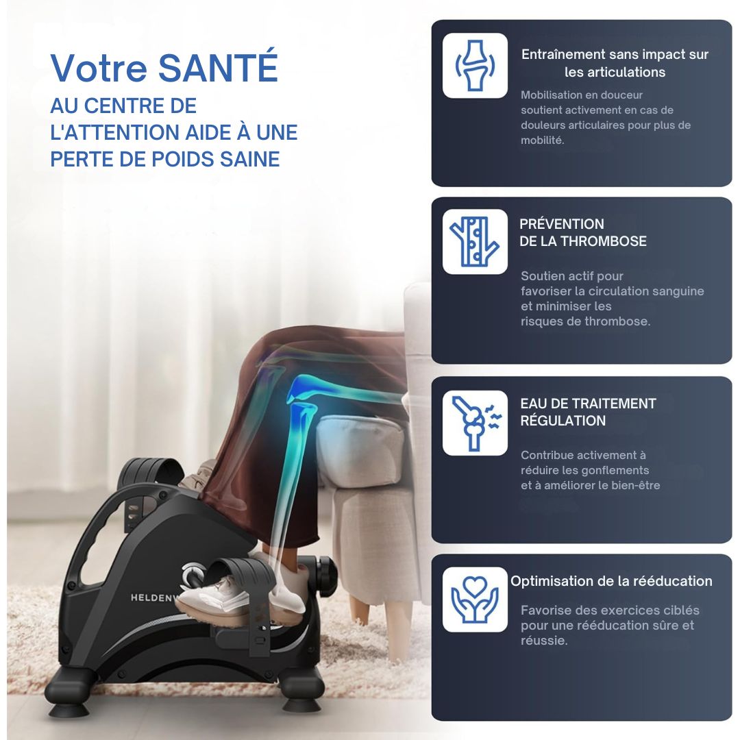 Entraîneur à pédales Heldenwerk- Tapis antidérapant - Seniors - 44x40x30cm - Noir