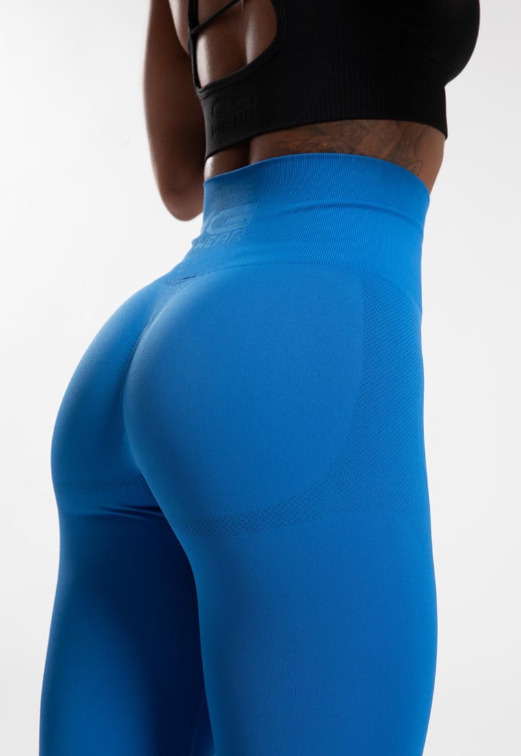 Gorilla Wear Olivia Seamless Leggings - S/M - Bleu - Taille haute et résistance au squat