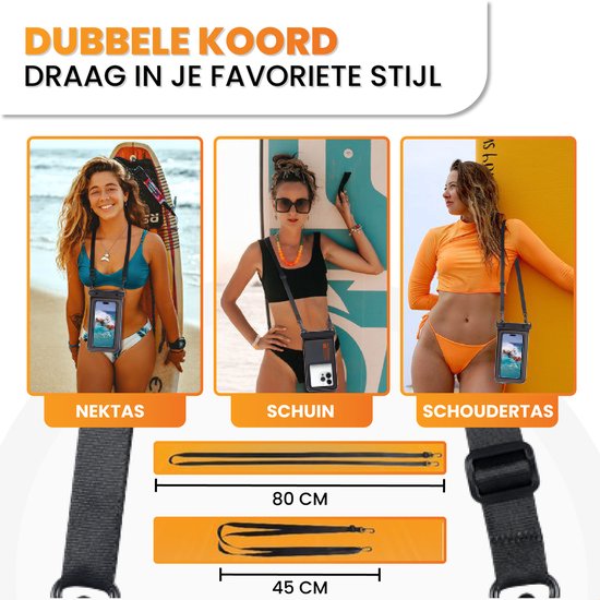 Drivv. Étui étanche pour téléphone - Flottant - Fermeture à double clip - Jusqu'à 6,8 pouces - Étui étanche pour téléphone - Noir