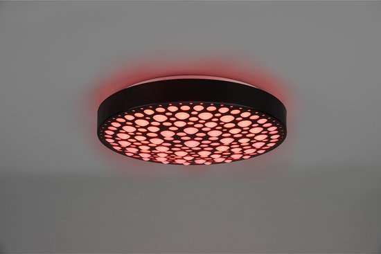 Reality - Plafonnier LED - Éclairage de plafond - 22 W - Couleur réglable - RGB - Télécommande - Intensité variable - Rond - Noir - Plastique