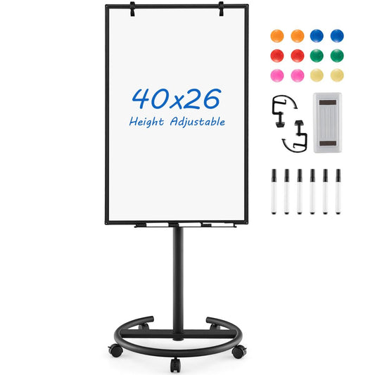 Coast Tableau blanc magnétique - Accessoires inclus - Mobile - 100 x 65 cm - Noir