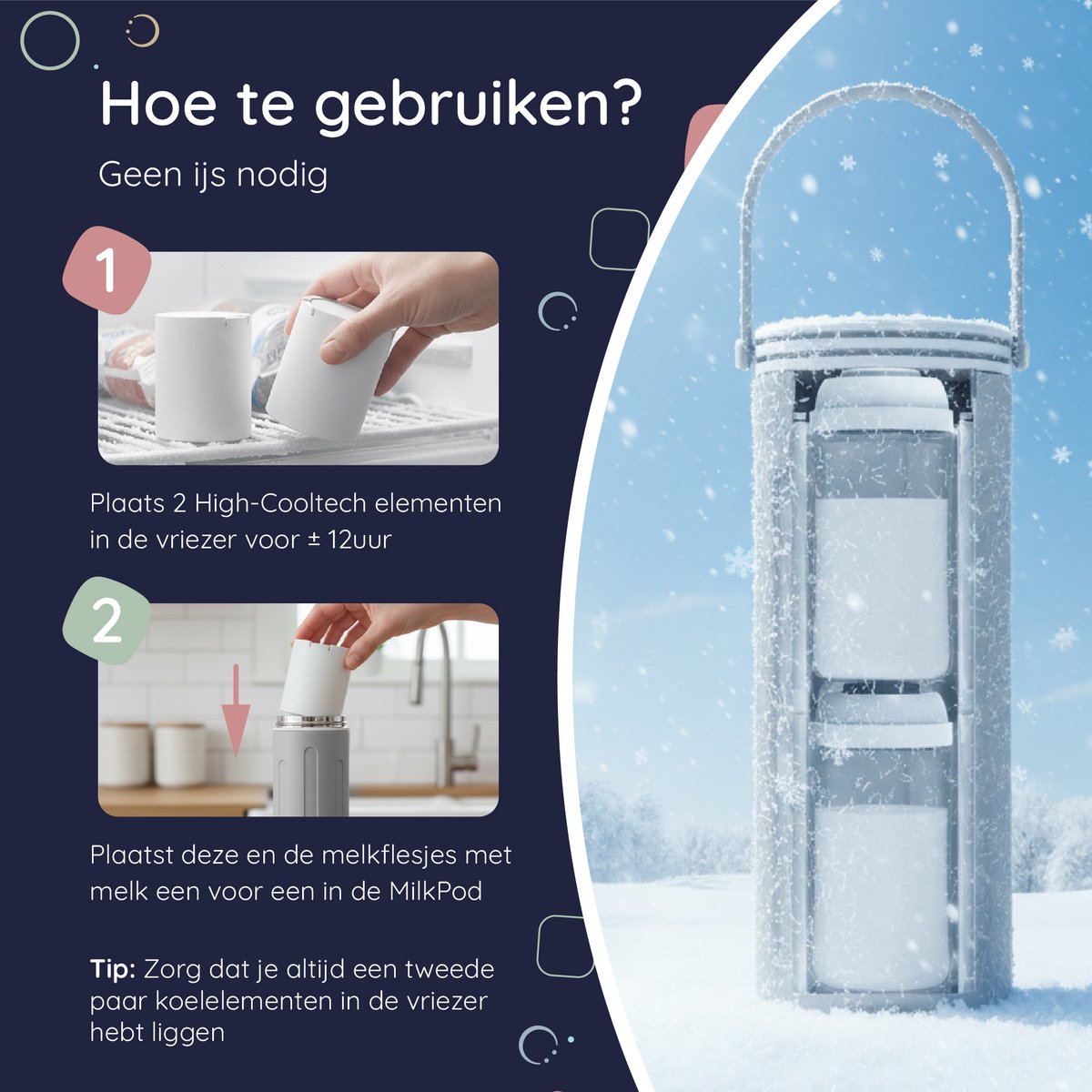 Numsy MilkPod Cooling Tubes - Refroidisseur de biberons - avec 2 biberons de 350 ml