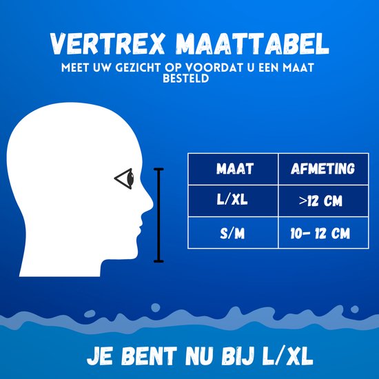 Masque de plongée Vertrex avec tuba L/XL - Tuba - Masque de plongée adultes et enfants - Masque de plongée enfant - Masques de plongée avec tuba