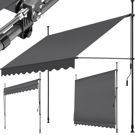 tectake - store à pinces - parasol - store - réglable - store à pinces - parasol balcon - 250 x 120 cm - noir gris - store - 404962