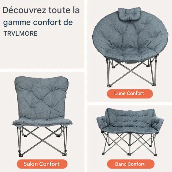 TRVLMORE Chaise de camping - Pliable - Sac de transport inclus - Chaise de camping - Chaise papillon - Capacité de charge 136 kg - Gris