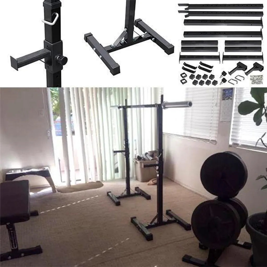 Yaheetech Halter Stand Set - Rack de squat réglable - Rack de fitness pour l'entraînement de la force - 54.5 x 50.5 x 114-179 cm - Noir