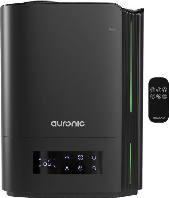 Humidificateur Auronic - 5 litres - Convient au salon, au bureau, à la chambre à coucher, à la chambre de bébé et plus encore - Sans BPA - Noir