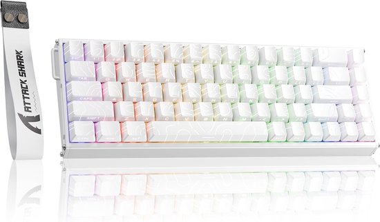ATTACK SHARK X68MAX HE - Clavier gaming filaire à commutateurs magnétiques - Aluminium CNC - 68 touches - RGB - Touches en PBT imprimées sur le côté - Cordon décoratif - 8 kHz - Temps de réponse de 0,005 mm - Temps de réponse de 0,08 ms - Contour blanc