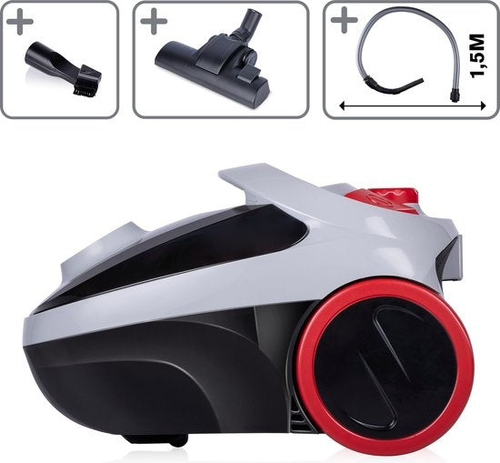 Aspirateur Dirt Devil avec sac DD2001 - Filtre HEPA 10 - 2 accessoires - 800W - Gris/Rouge