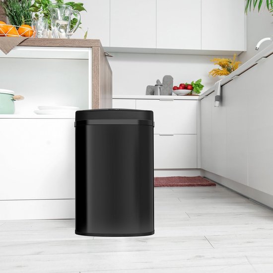 Poubelle automatique / Poubelle à déchets / Poubelle à détecteur - 50 litres - Noir - Rectangle