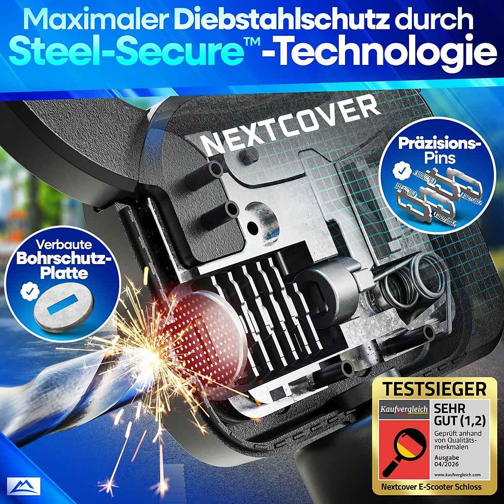 Cadenas pour trottinette électrique NEXTCOVER - Cadenas à chaîne - 90 cm - Steel-Secure - 3 clés