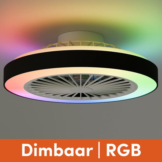 Ventilateur de plafond avec éclairage - Ventilateur-plafonnier - Plafonnier - LED RGBW - Tuya Wi-Fi Smart - Télécommande - ⌀ 50 cm - Noir