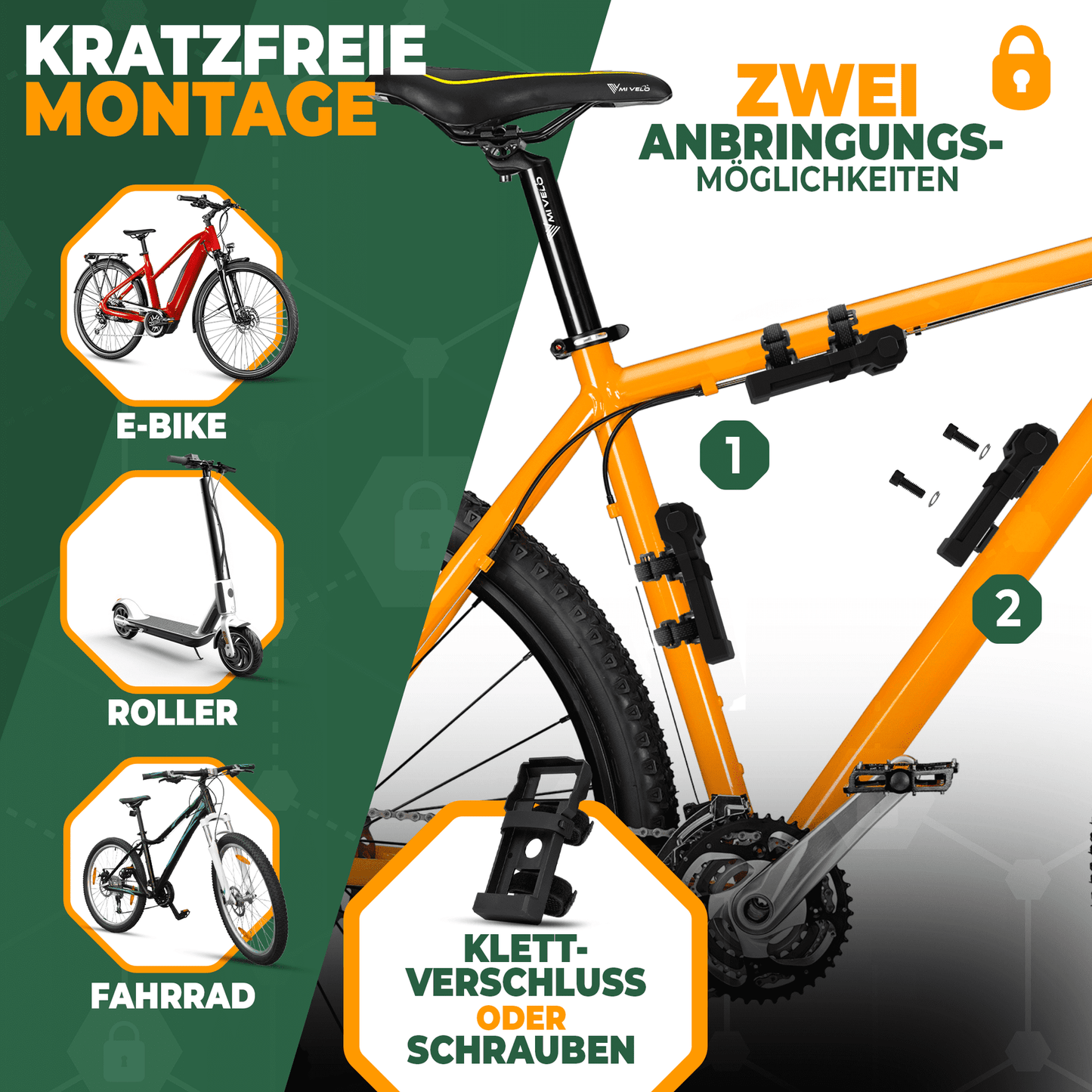 MIVELO - Serrure pliante avec code à combinaison - 85 cm de long - Niveau de sécurité 08/10 - Acier au carbone - Noir