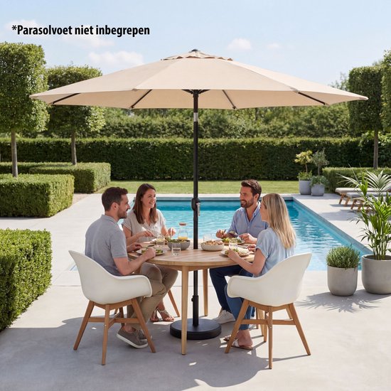 Parasol à mât Tristar - 300 cm, rond - Jardin et balcon - Inclinable - Housse de protection incluse - PA-7904 - Beige